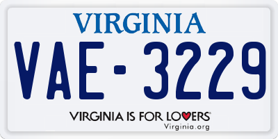 VA license plate VAE3229