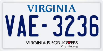 VA license plate VAE3236