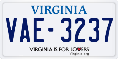 VA license plate VAE3237
