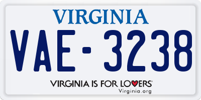 VA license plate VAE3238