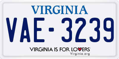 VA license plate VAE3239
