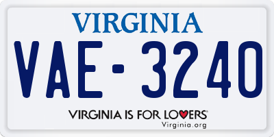VA license plate VAE3240