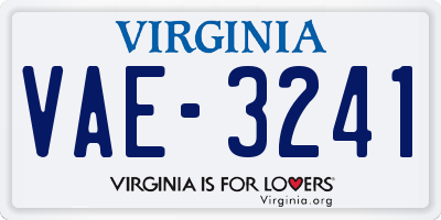 VA license plate VAE3241