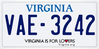 VA license plate VAE3242