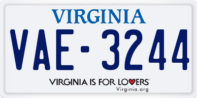 VA license plate VAE3244