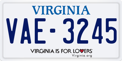 VA license plate VAE3245