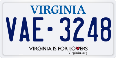VA license plate VAE3248