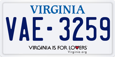 VA license plate VAE3259