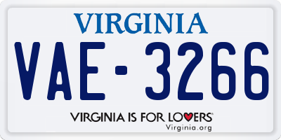 VA license plate VAE3266