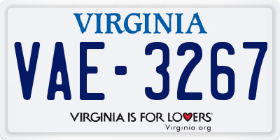 VA license plate VAE3267