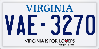 VA license plate VAE3270