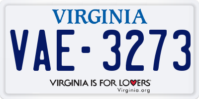 VA license plate VAE3273