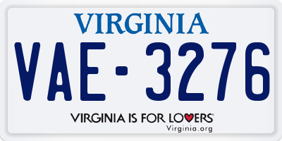 VA license plate VAE3276