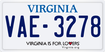 VA license plate VAE3278