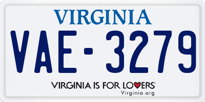 VA license plate VAE3279