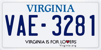 VA license plate VAE3281