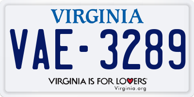 VA license plate VAE3289