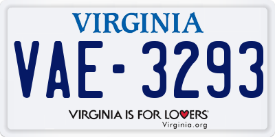 VA license plate VAE3293