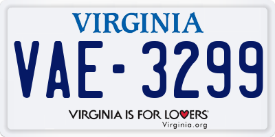 VA license plate VAE3299