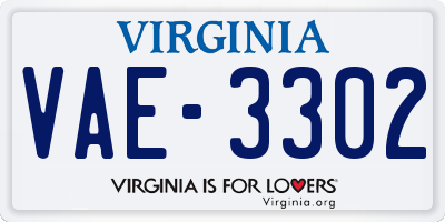 VA license plate VAE3302