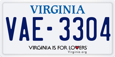 VA license plate VAE3304