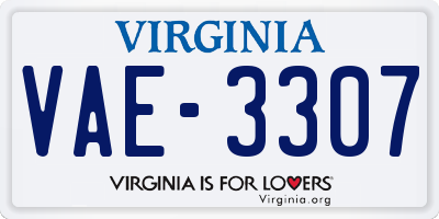 VA license plate VAE3307