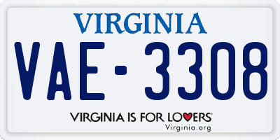 VA license plate VAE3308