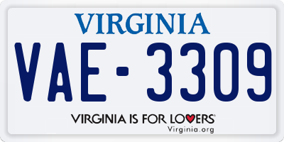 VA license plate VAE3309