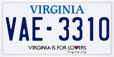 VA license plate VAE3310