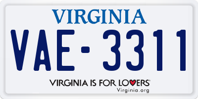 VA license plate VAE3311