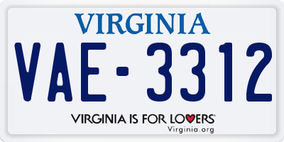 VA license plate VAE3312