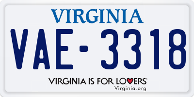 VA license plate VAE3318