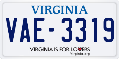 VA license plate VAE3319