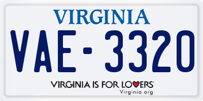 VA license plate VAE3320