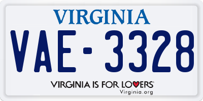 VA license plate VAE3328