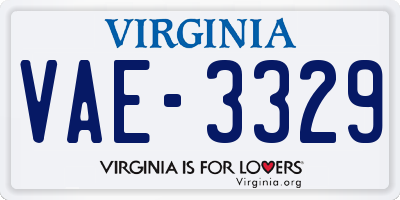 VA license plate VAE3329