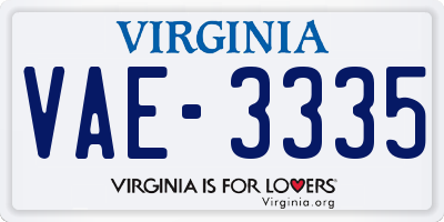 VA license plate VAE3335