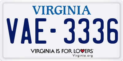 VA license plate VAE3336