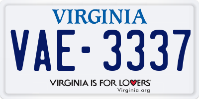 VA license plate VAE3337