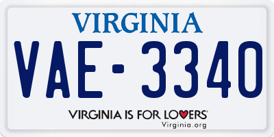 VA license plate VAE3340