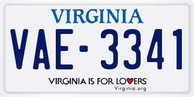 VA license plate VAE3341