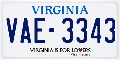 VA license plate VAE3343