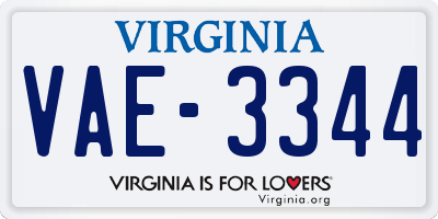 VA license plate VAE3344