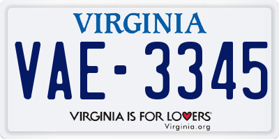 VA license plate VAE3345