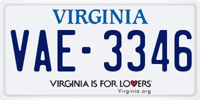 VA license plate VAE3346