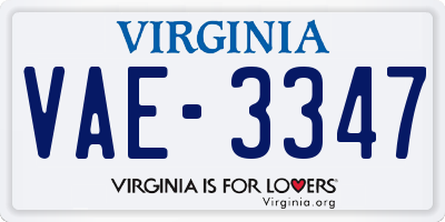 VA license plate VAE3347