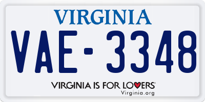 VA license plate VAE3348