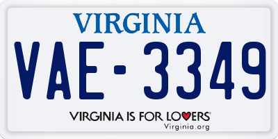 VA license plate VAE3349