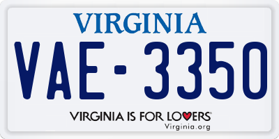 VA license plate VAE3350