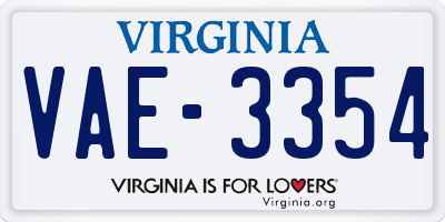 VA license plate VAE3354